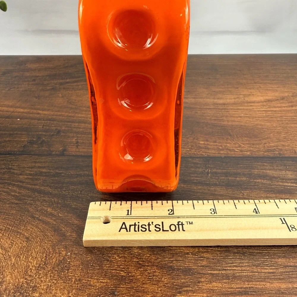 Vintage Hirschberg Orange Cased Glass Vase | Mid-Century | Original Label
